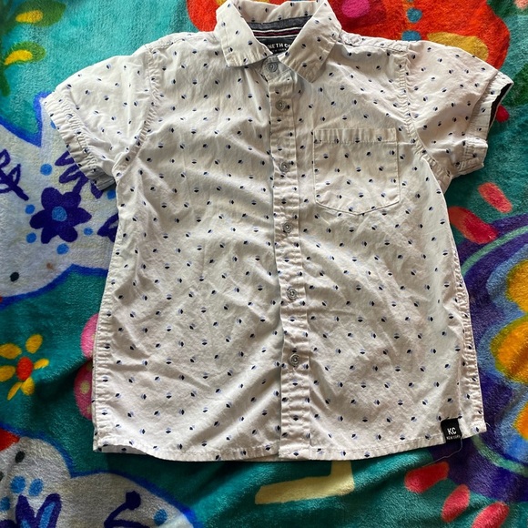 Kenneth Cole New York Blue and White Button Down Shirt with Floral Pattern - Picture 1 of 5
